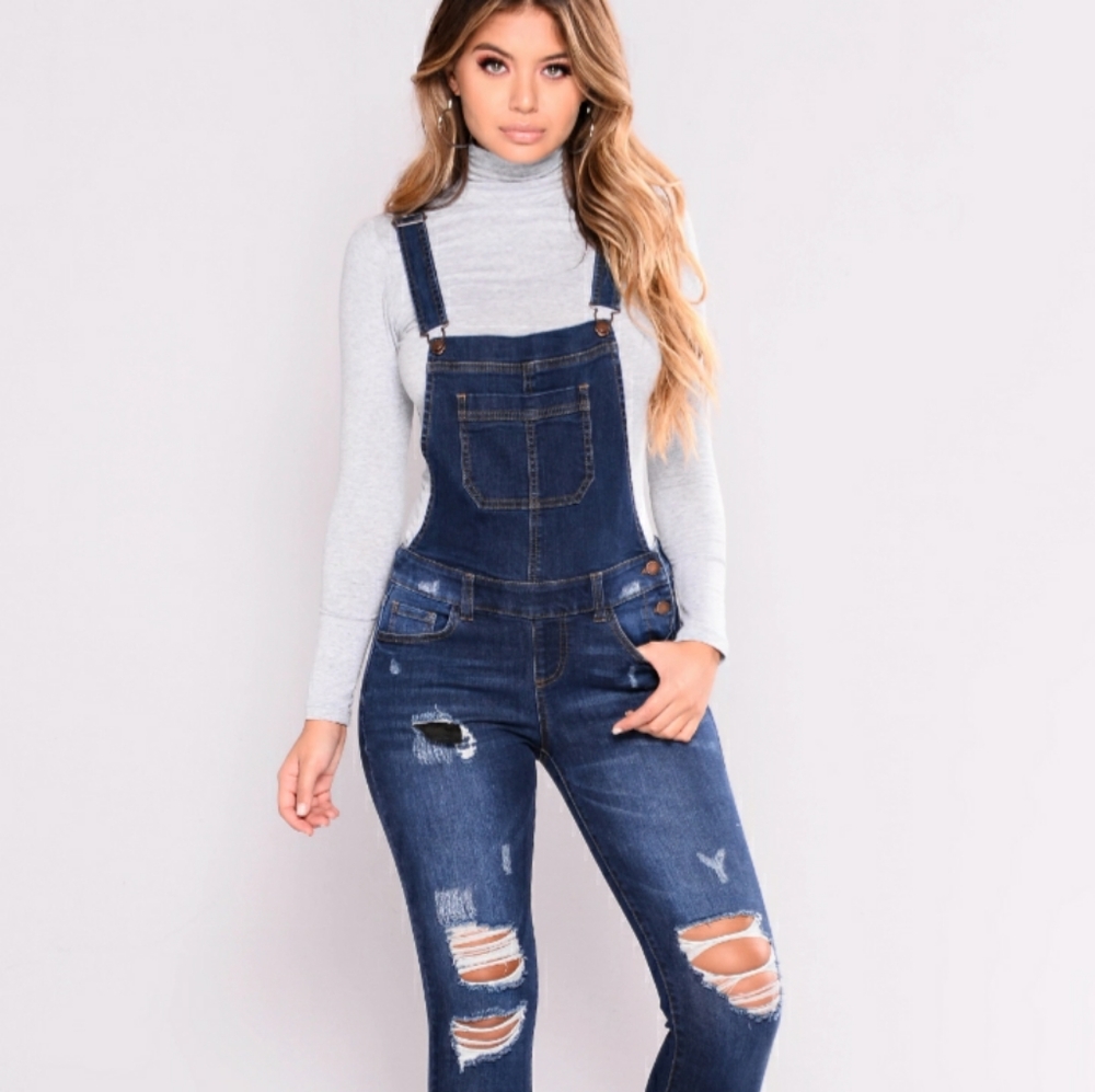 Distressed overalls